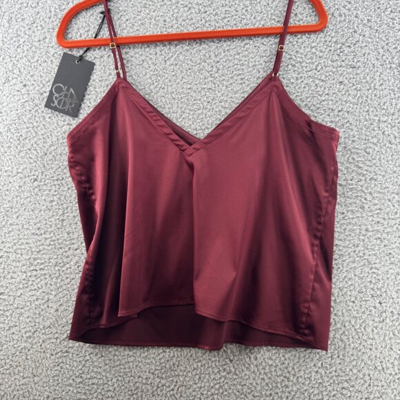 Chaser Womens Babydoll Satin Cami Top - Old Zin Size Medium NWT - Picture 2 of 5